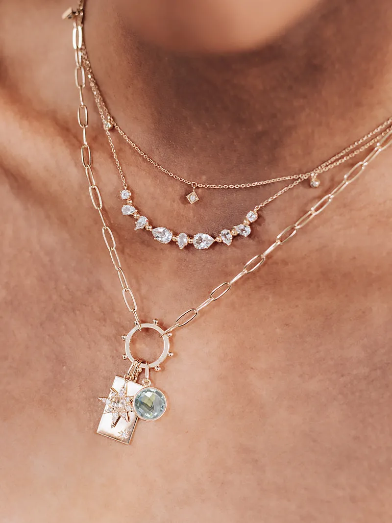 Dew Drop Starburst and Green Amethyst Story Catcher Necklace