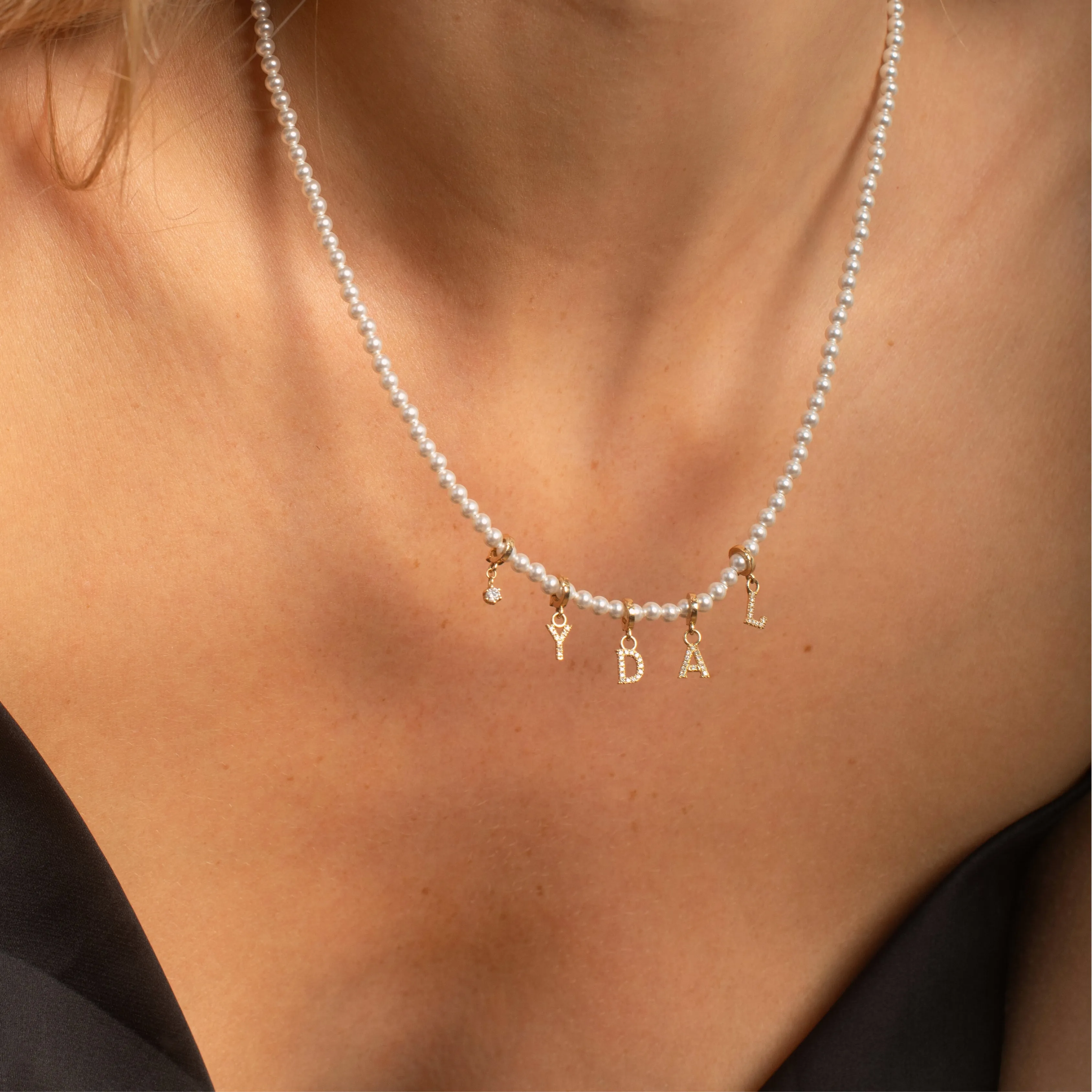 Diamond Alphabet Charm - Solid Gold