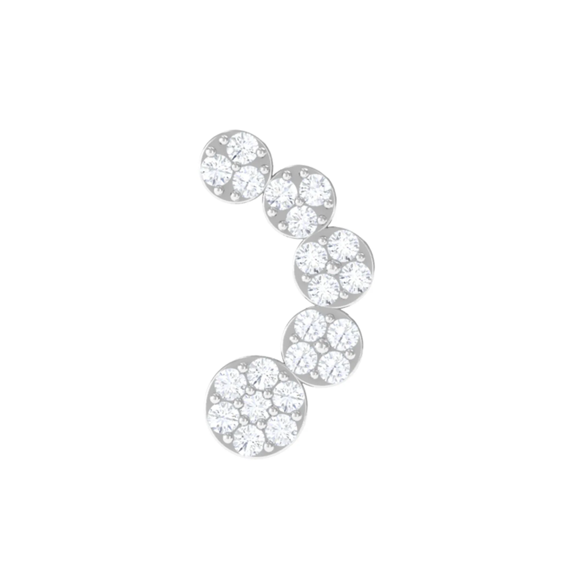 Diamond Gold Curved Crawler Earring for Helix Piercing