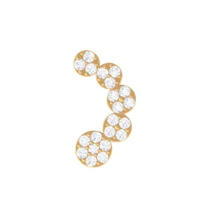 Diamond Gold Curved Crawler Earring for Helix Piercing