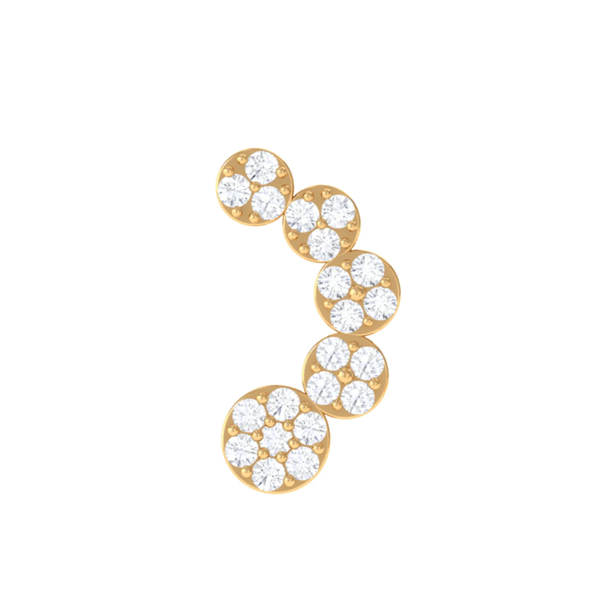 Diamond Gold Curved Crawler Earring for Helix Piercing
