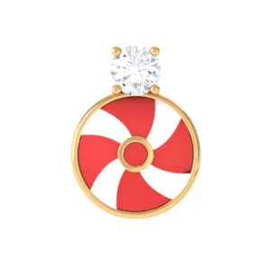 Diamond Peppermint Candy Earring with Red and White Enamel