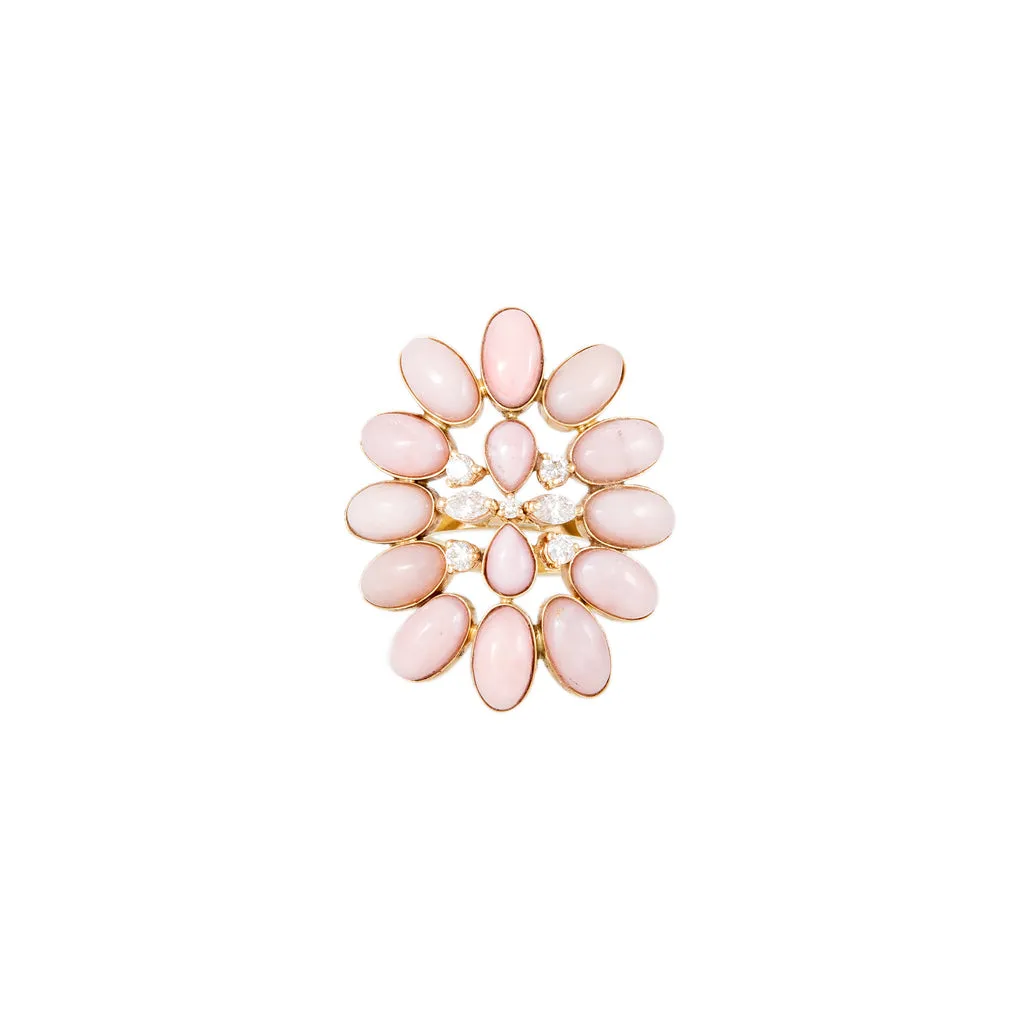 DIAMOND   PINK OPAL BLOSSOM RING