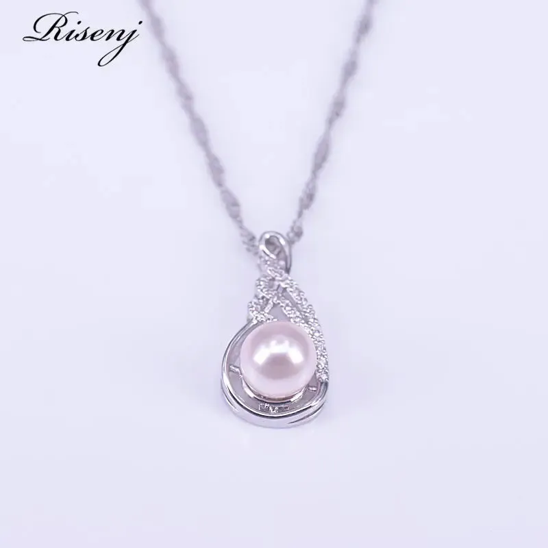 Elegant Pink Freshwater Pearl Jewelry Set with 925 Silver and White Zircon - Complete Earrings, Ring, and Necklace Set with Complimentary Shipping