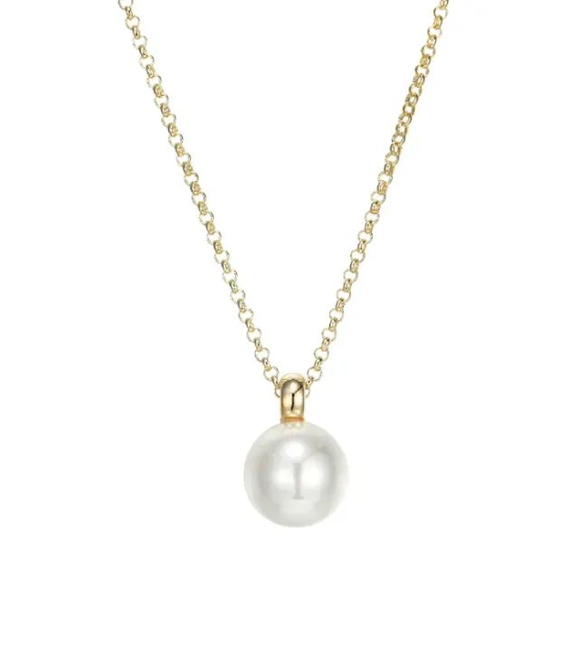 ELLE Gold Plated "Simpatico" White Shell Pearl Drop Necklace (SI5058)