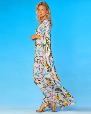 Flora Kaftan in Lavender Hummingbird Print