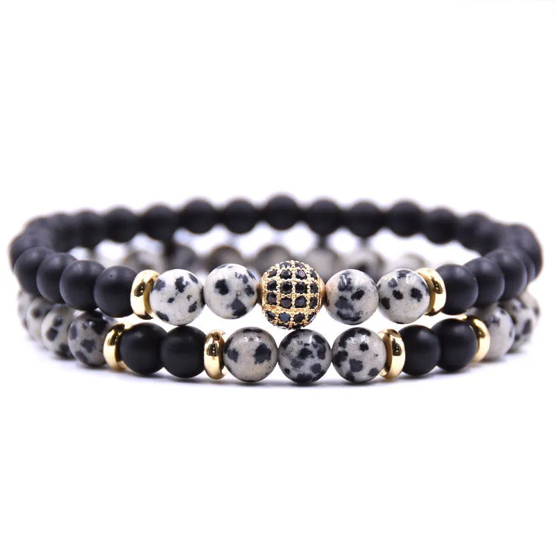 G.Bush Natural Stone Bracelet Sets Micro Zircon Bracelet
