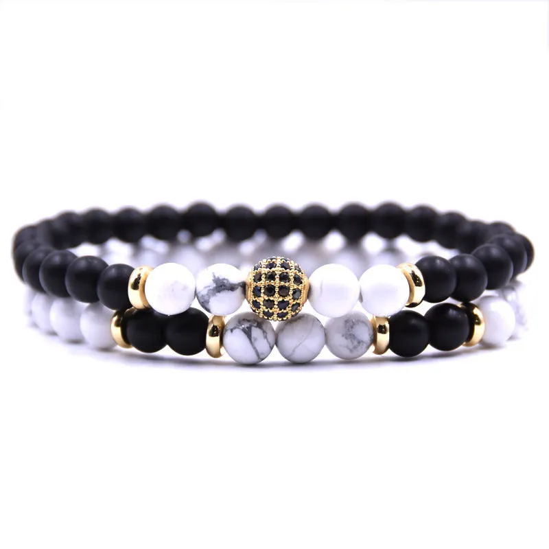 G.Bush Natural Stone Bracelet Sets Micro Zircon Bracelet