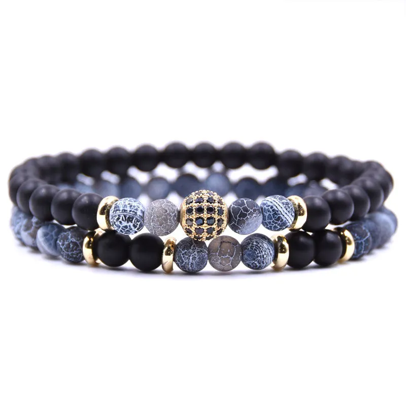 G.Bush Natural Stone Bracelet Sets Micro Zircon Bracelet