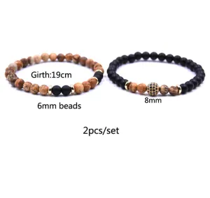G.Bush Natural Stone Bracelet Sets Micro Zircon Bracelet