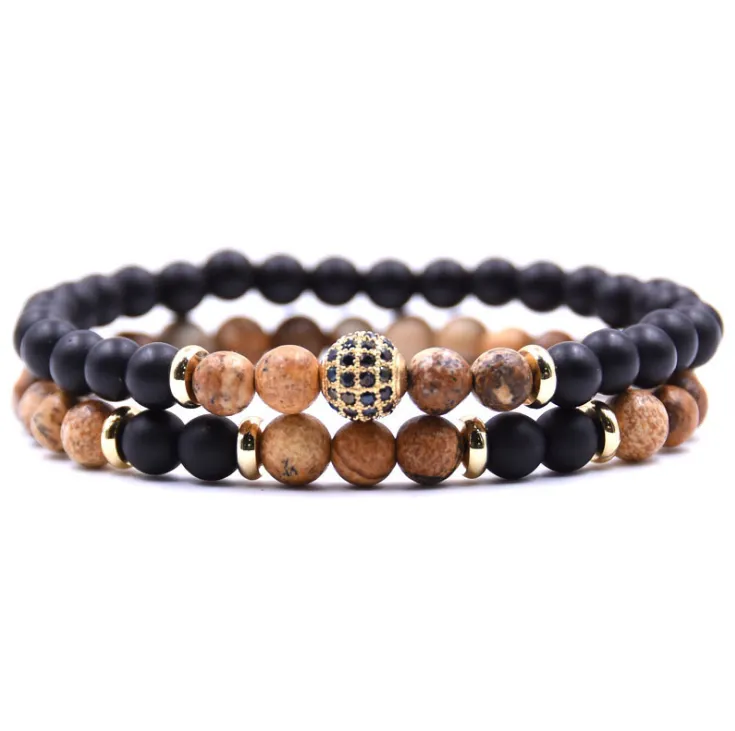 G.Bush Natural Stone Bracelet Sets Micro Zircon Bracelet