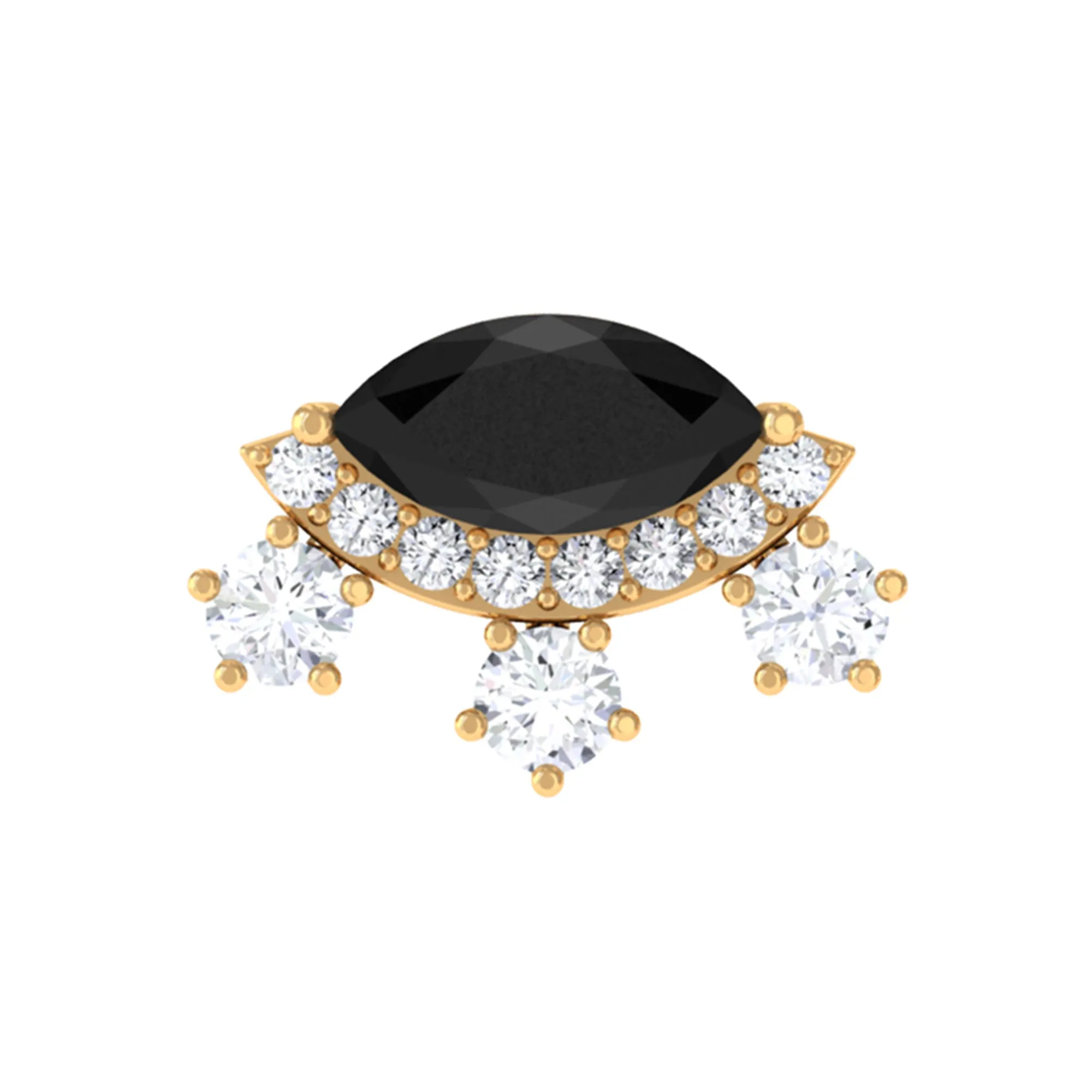 Genuine Black Onyx Gothic Cartilage Earring with Moissanite