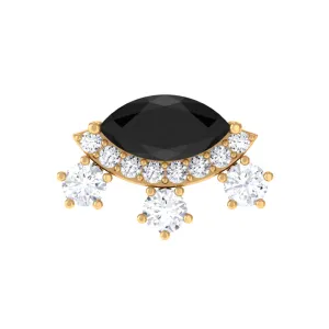 Genuine Black Onyx Gothic Cartilage Earring with Moissanite