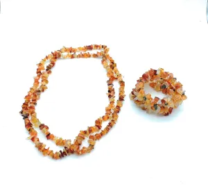 Gorgeous Agate & Amber Necklace and Bracelet Jewelry Set