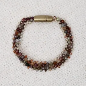 Hand Woven Soft Bracelet of Tundra Sapphires & Zircon