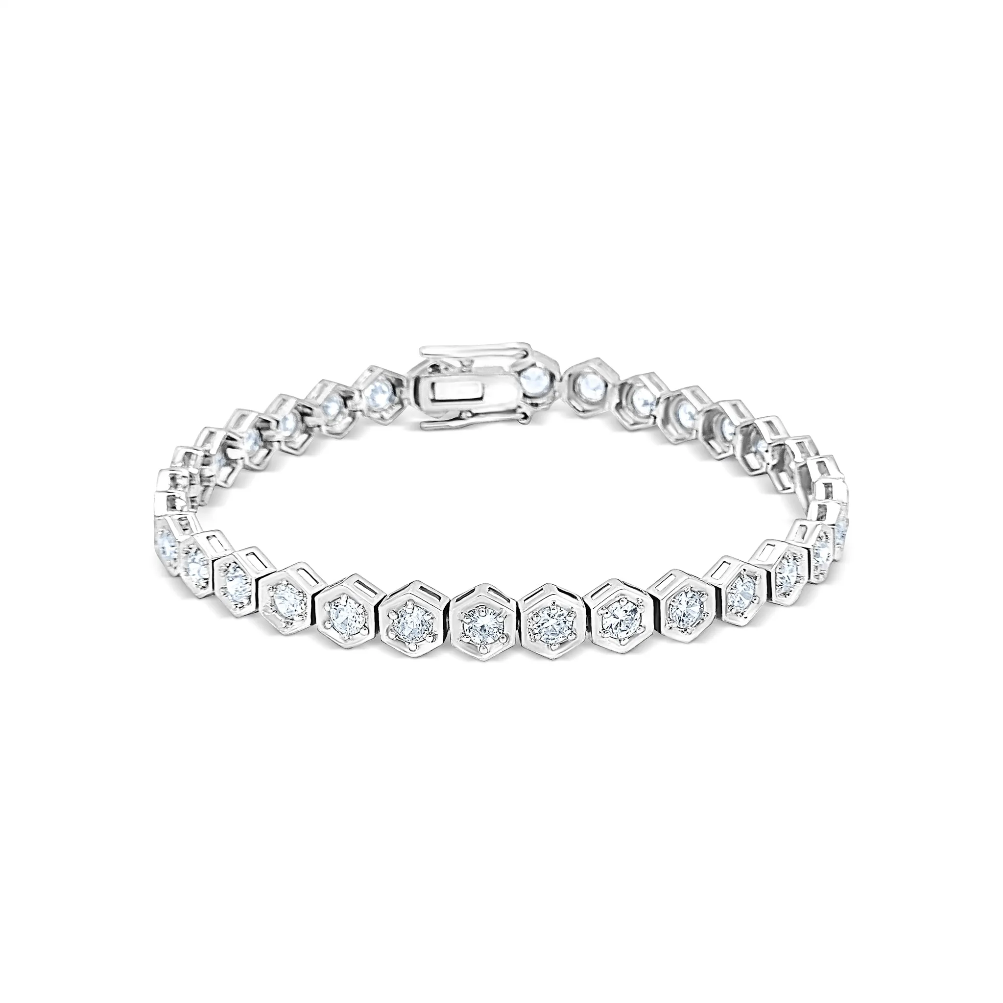 Hexagonal Bezel Tennis Bracelet
