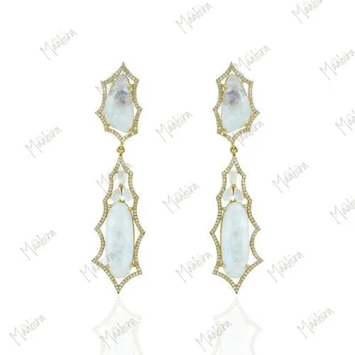 Jazzy Drop Diamond Ramsite Earring