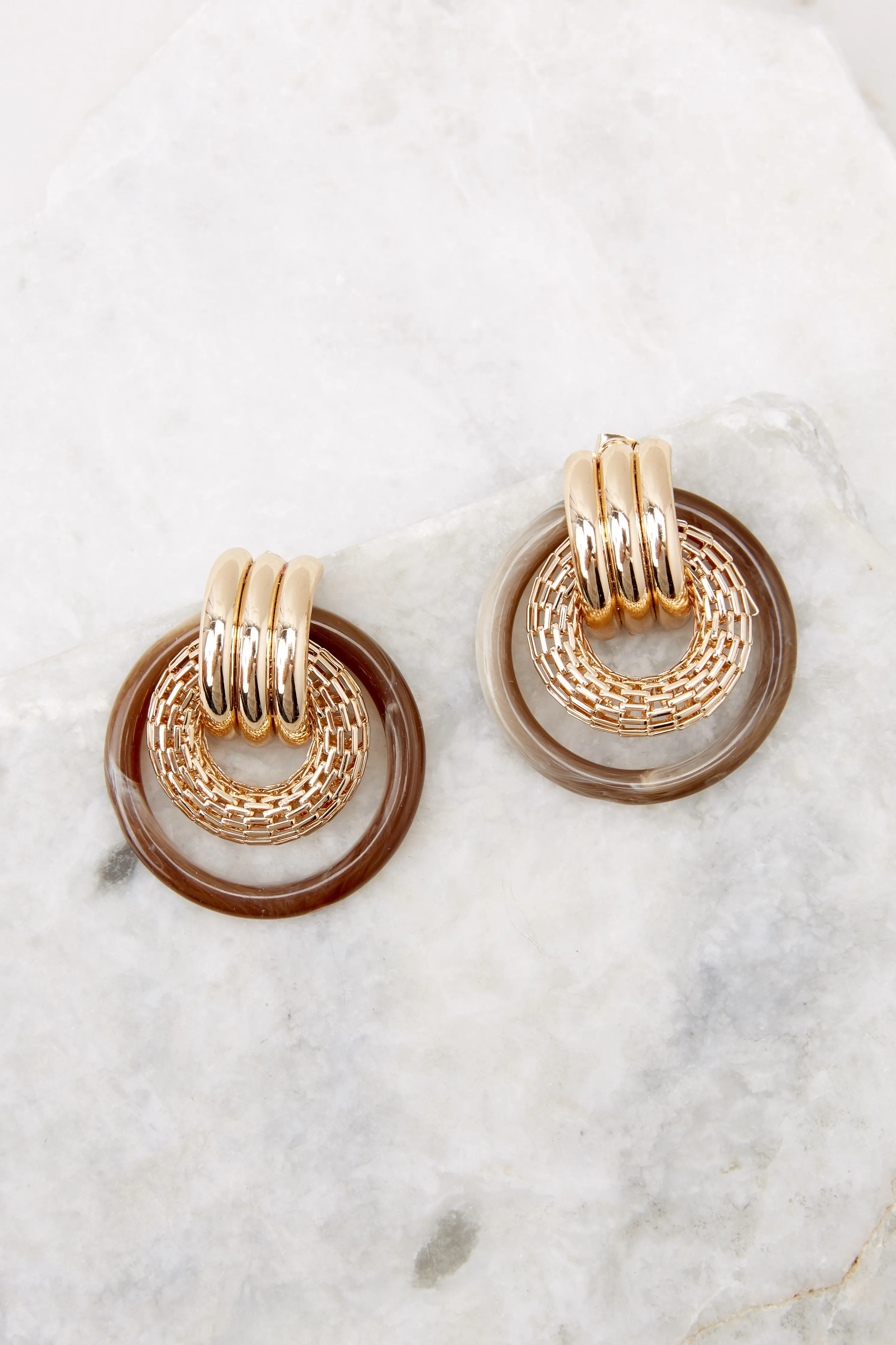 Jumping Through Hoops Brown Hoop Earrings