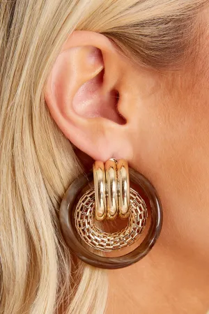 Jumping Through Hoops Brown Hoop Earrings