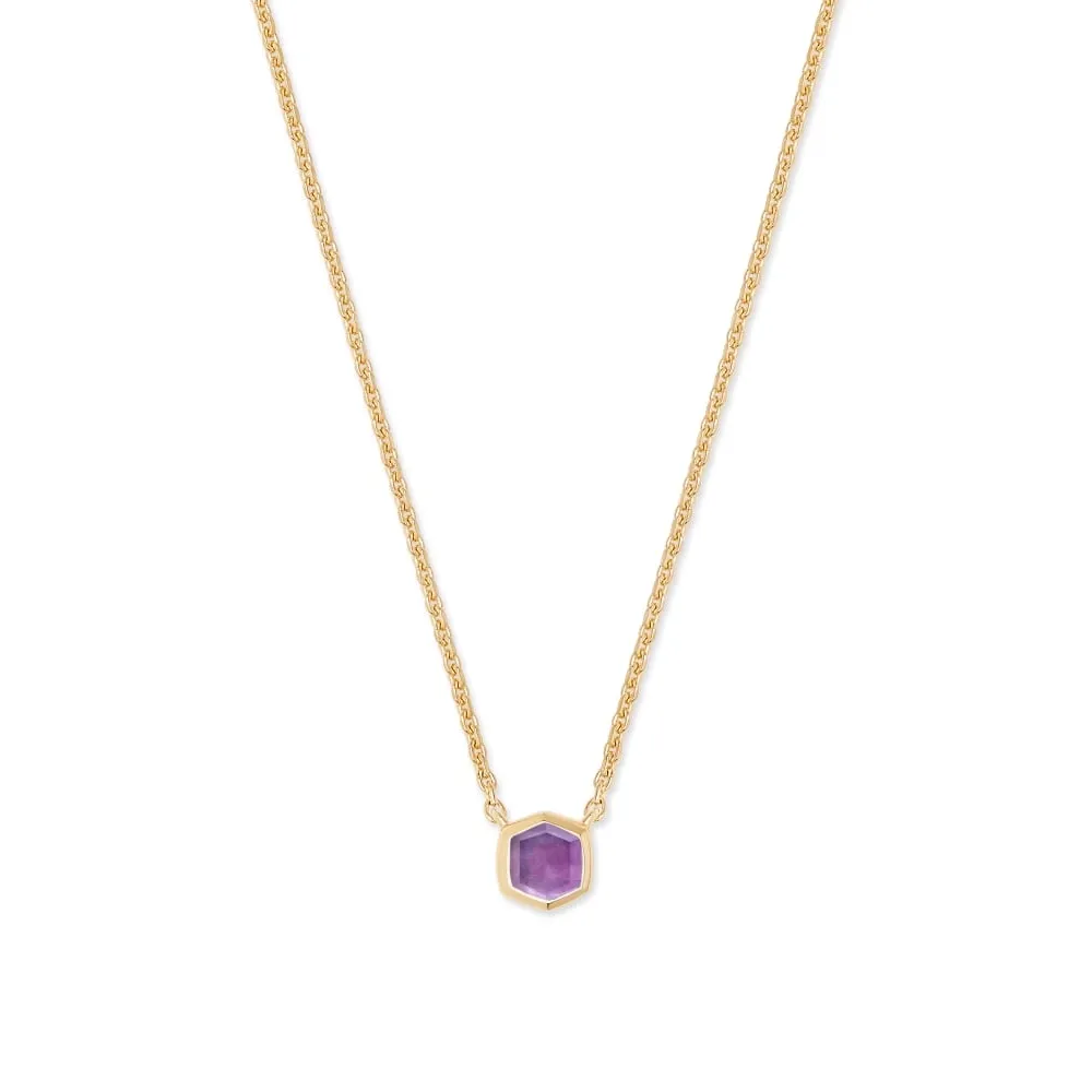 Kendra Scott 18K Yellow Gold Vermeil Davie Pendant Necklace in Amethyst