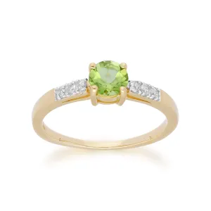 Klassischer Peridot & Diamant Ring in 9ct Gelb Gold