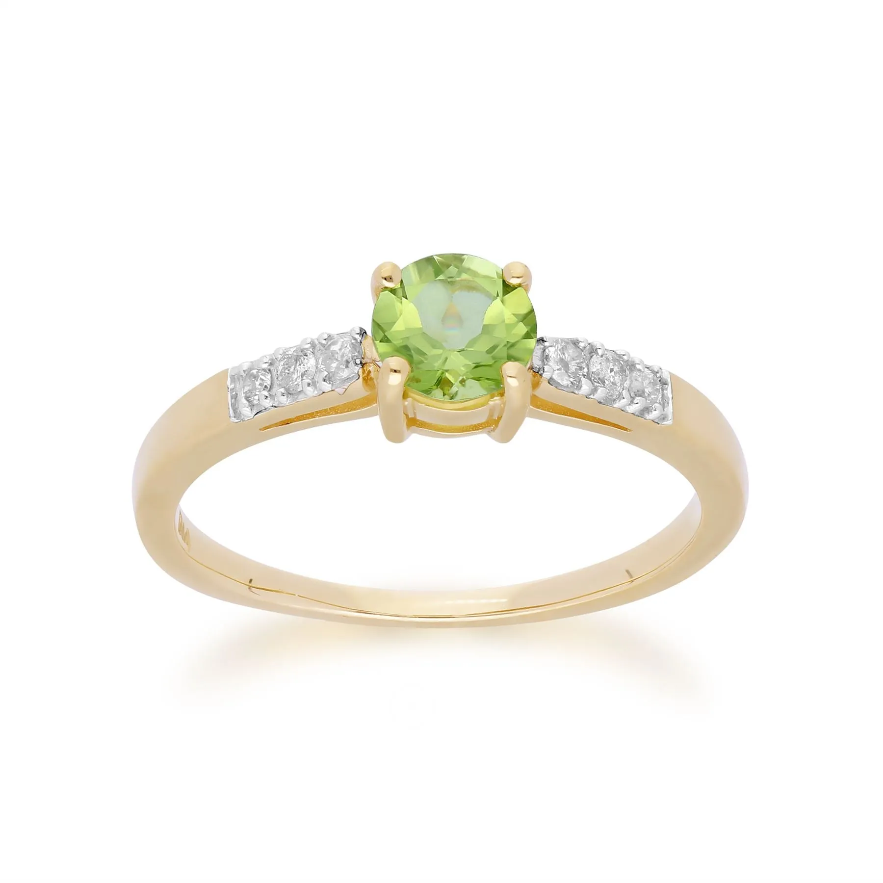 Klassischer Peridot & Diamant Ring in 9ct Gelb Gold