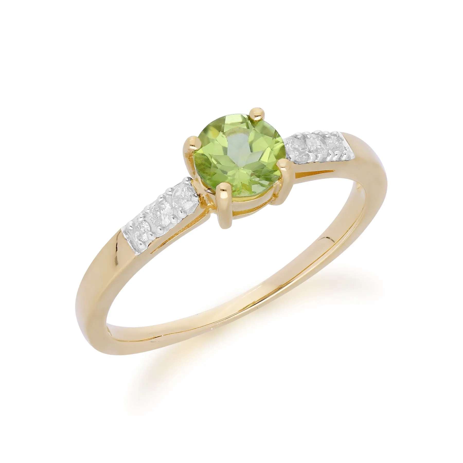 Klassischer Peridot & Diamant Ring in 9ct Gelb Gold