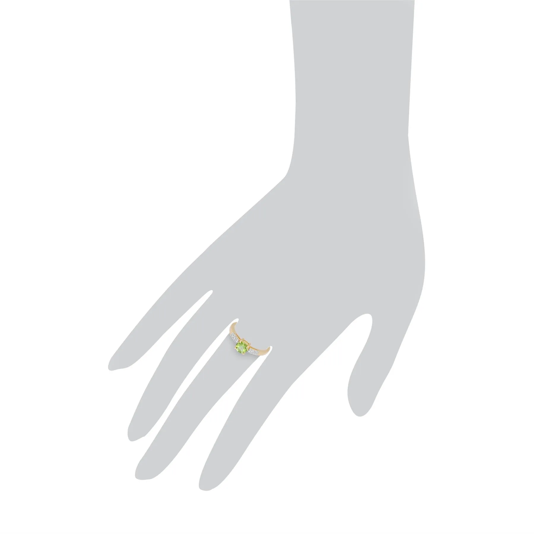 Klassischer Peridot & Diamant Ring in 9ct Gelb Gold