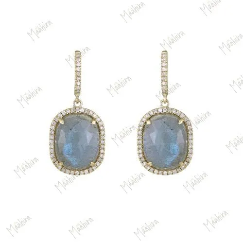 Labradorite  And Rainbow Moonstone Earrings