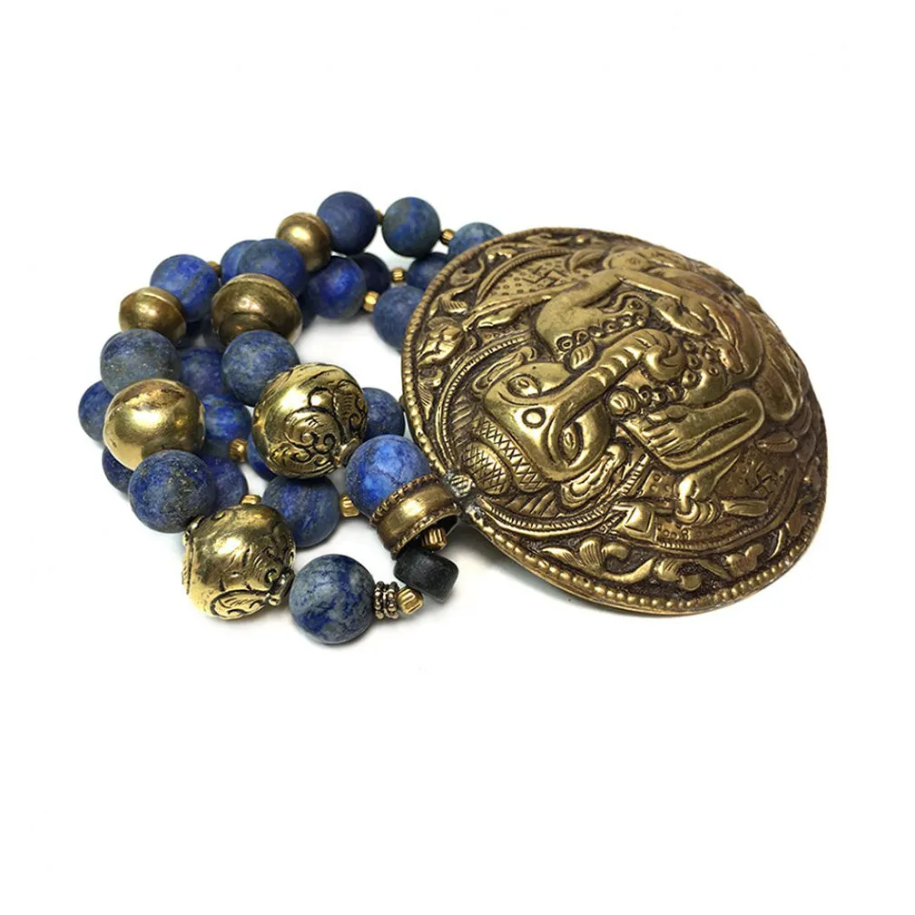 Lapis Lazuli Necklace with Ganesha
