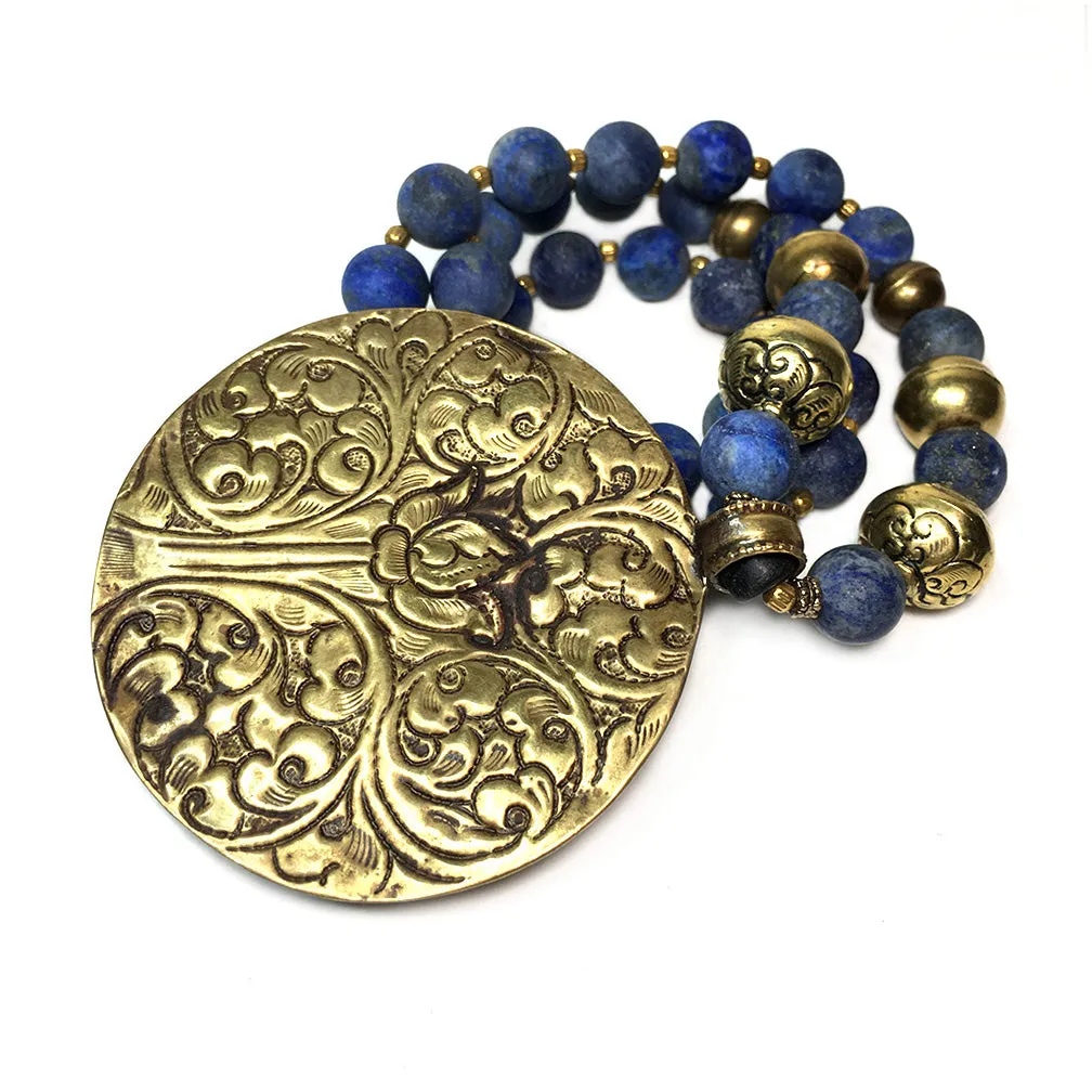 Lapis Lazuli Necklace with Ganesha
