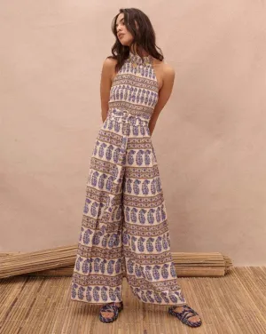 Lazuli Shirred Halter Jumpsuit