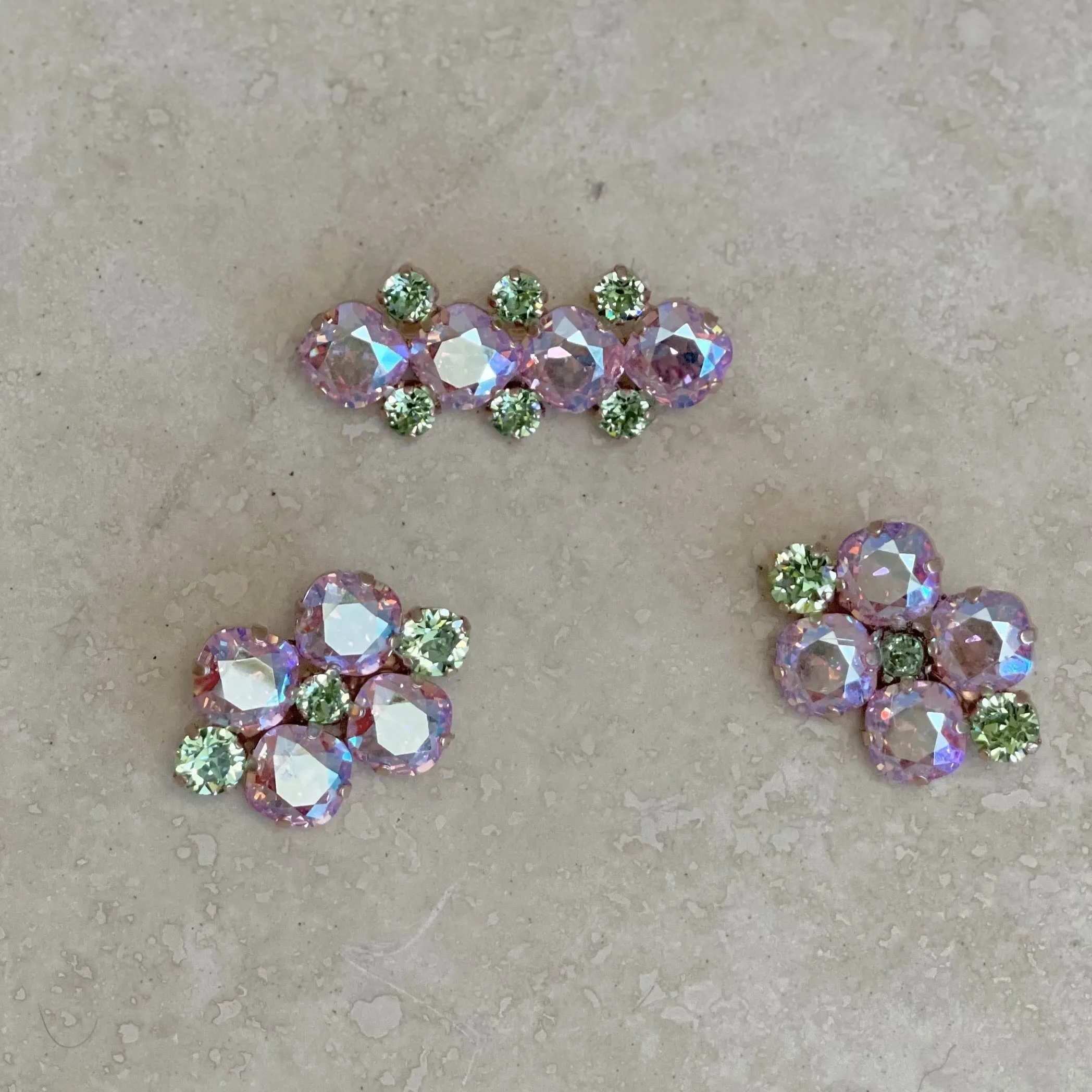 Lola Crystal Stock Pin - Light Rose Shimmer & Peridot