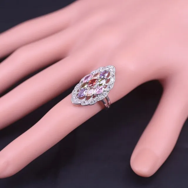 Many Colors Top Zircon Silver Color Jewelry Set