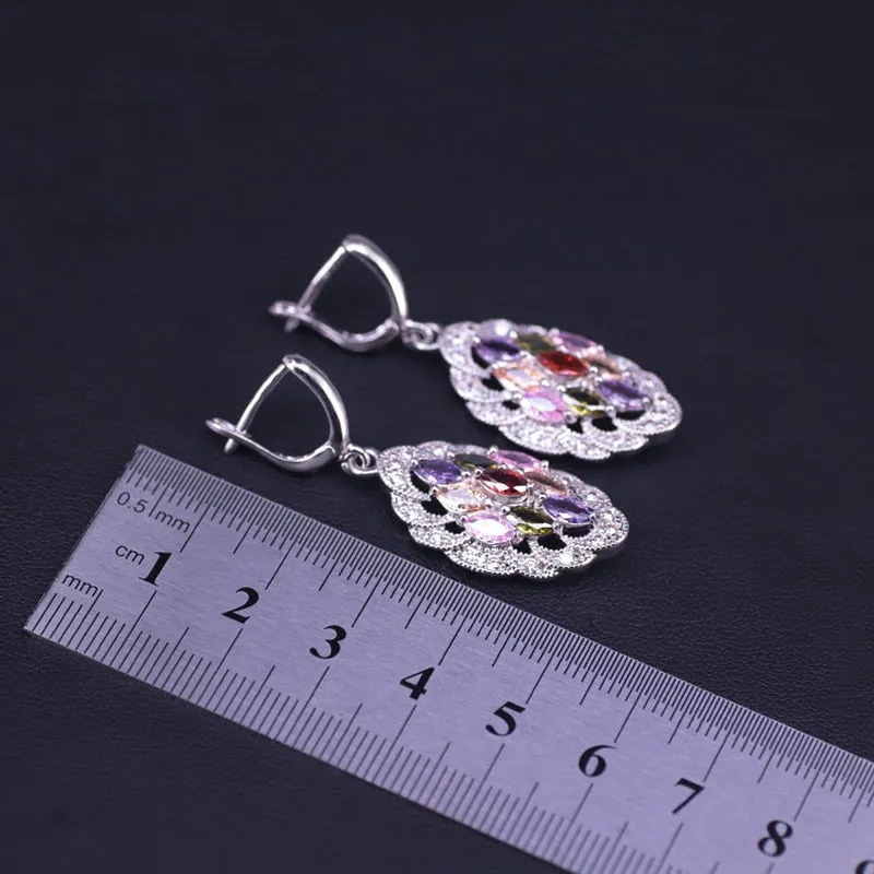 Many Colors Top Zircon Silver Color Jewelry Set