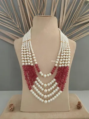 Maroon Color Gold Plated Necklace/Mala - MN401