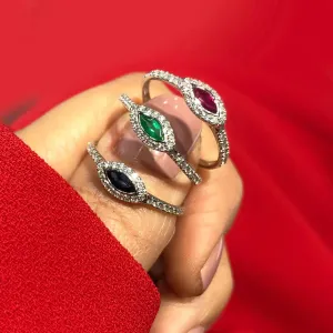 Meira T Ruby and Diamond Evil Eye Ring