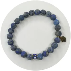 Mens Matte Lapis with Evil Eye Accent