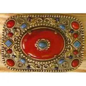 Michal Golan Lapis and Red Jasper Belt Buckle
