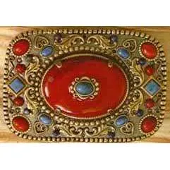 Michal Golan Lapis and Red Jasper Belt Buckle