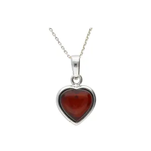 MILENA necklace Silver and Cherry Amber Heart