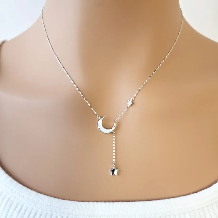 Moon & Star Mother of Pearl Necklace