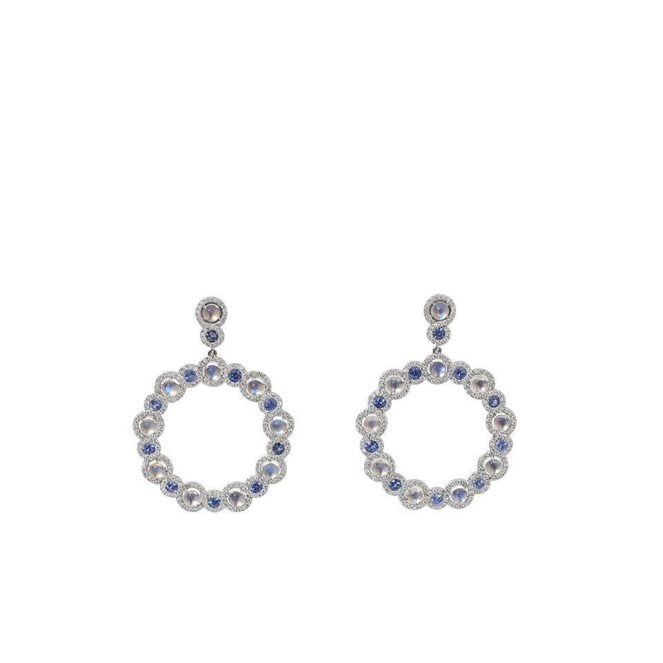 Moonstone And Blue Sapphire Earrings