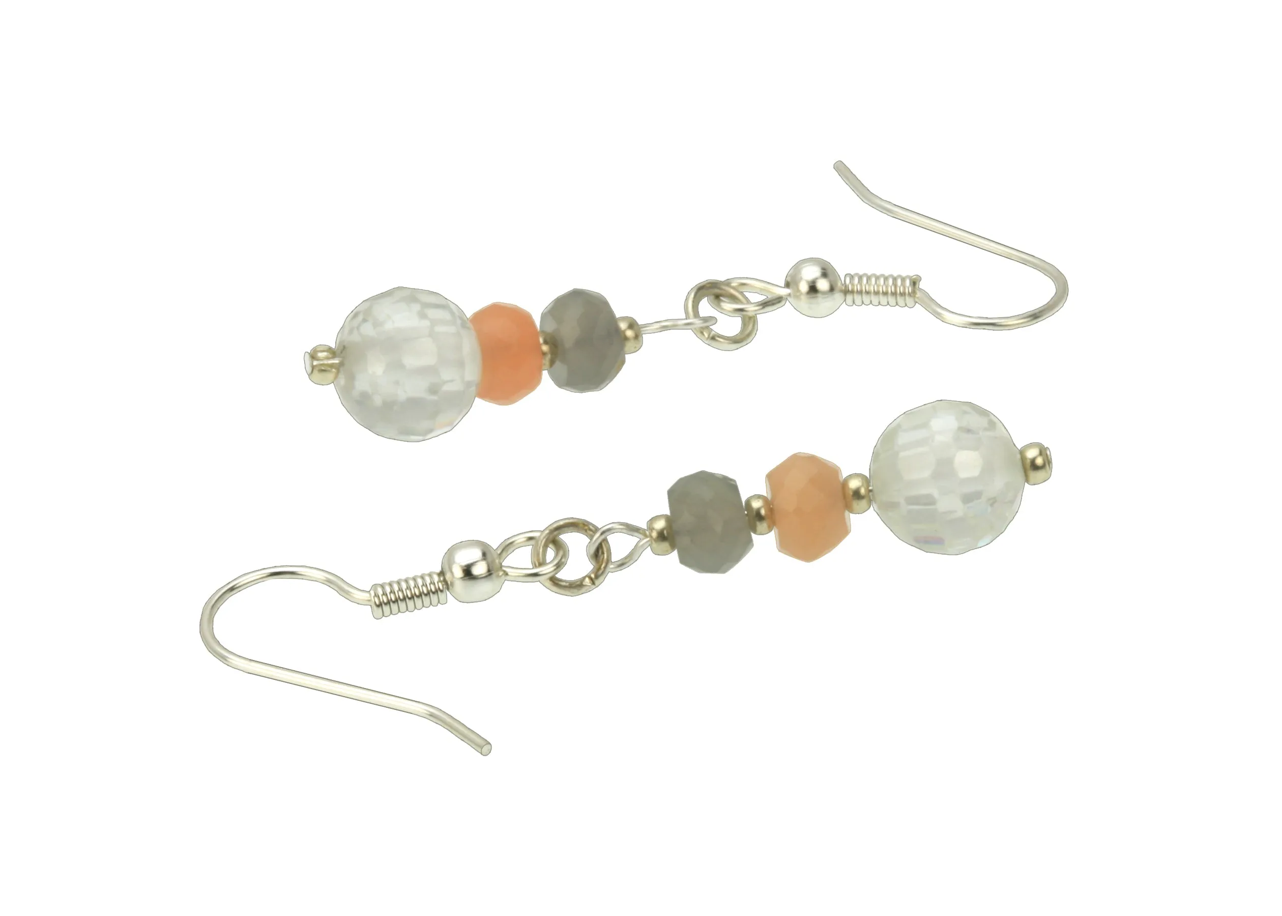 Moonstone and Crystal Silver Earrings