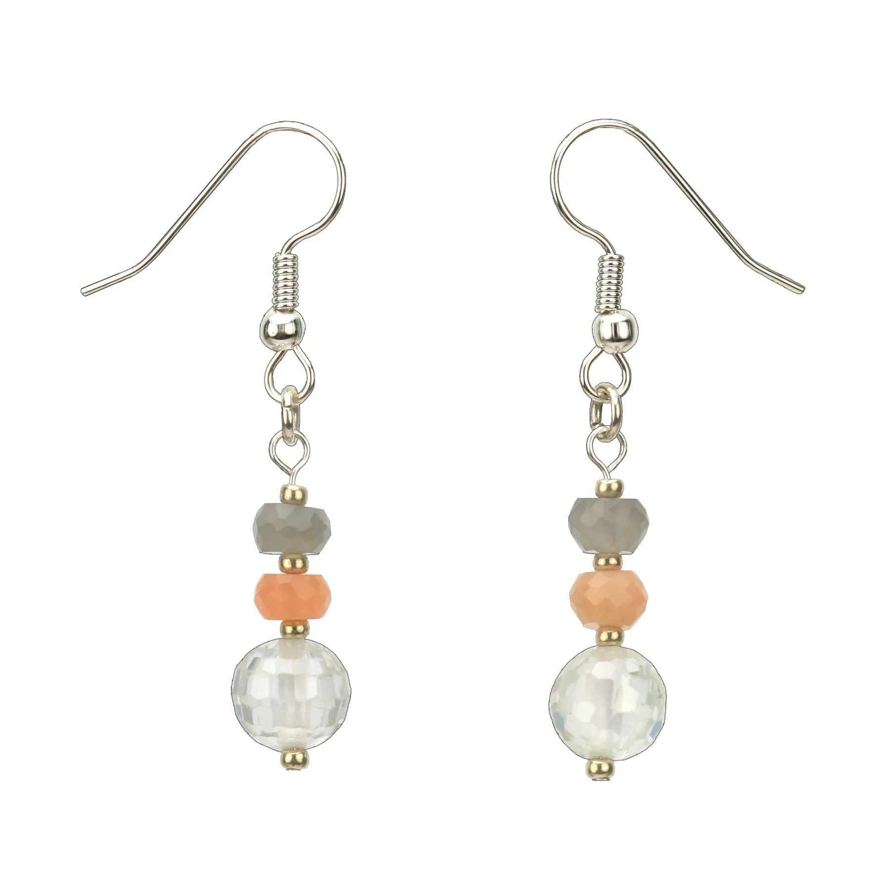 Moonstone and Crystal Silver Earrings