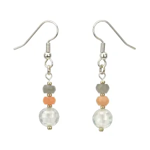 Moonstone and Crystal Silver Earrings