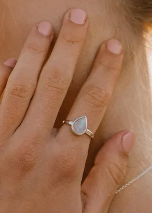 Moonstone Droplet Silver Ring