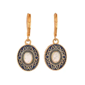 Moonstone Gold Plated Brass Enamel Earrings