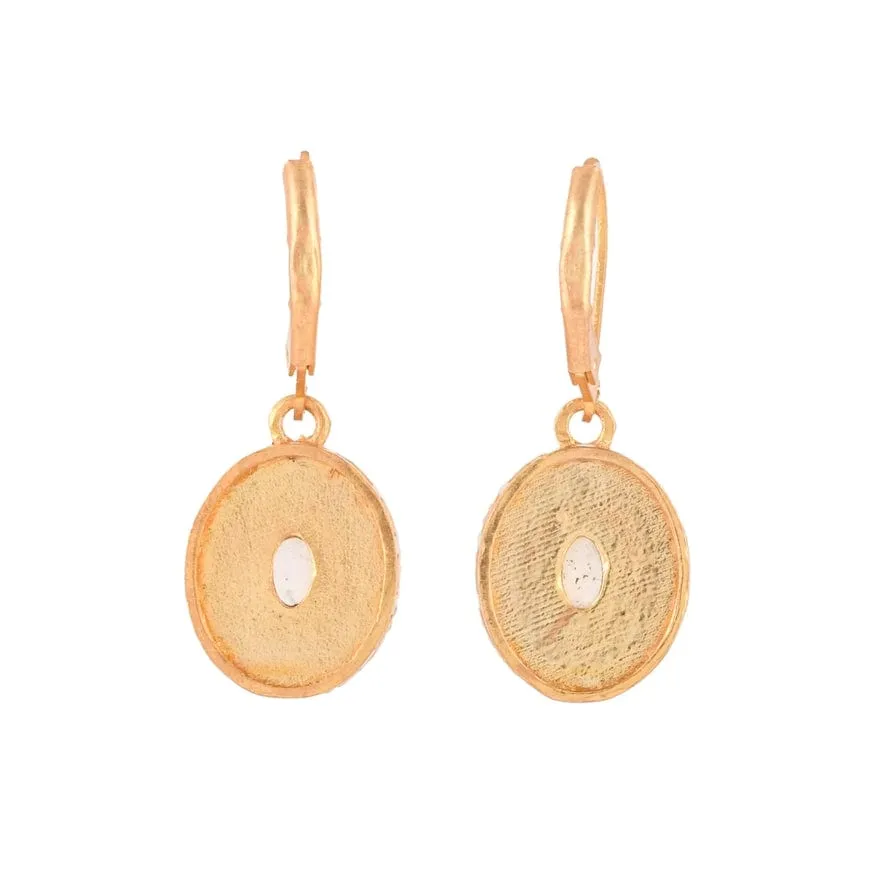 Moonstone Gold Plated Brass Enamel Earrings