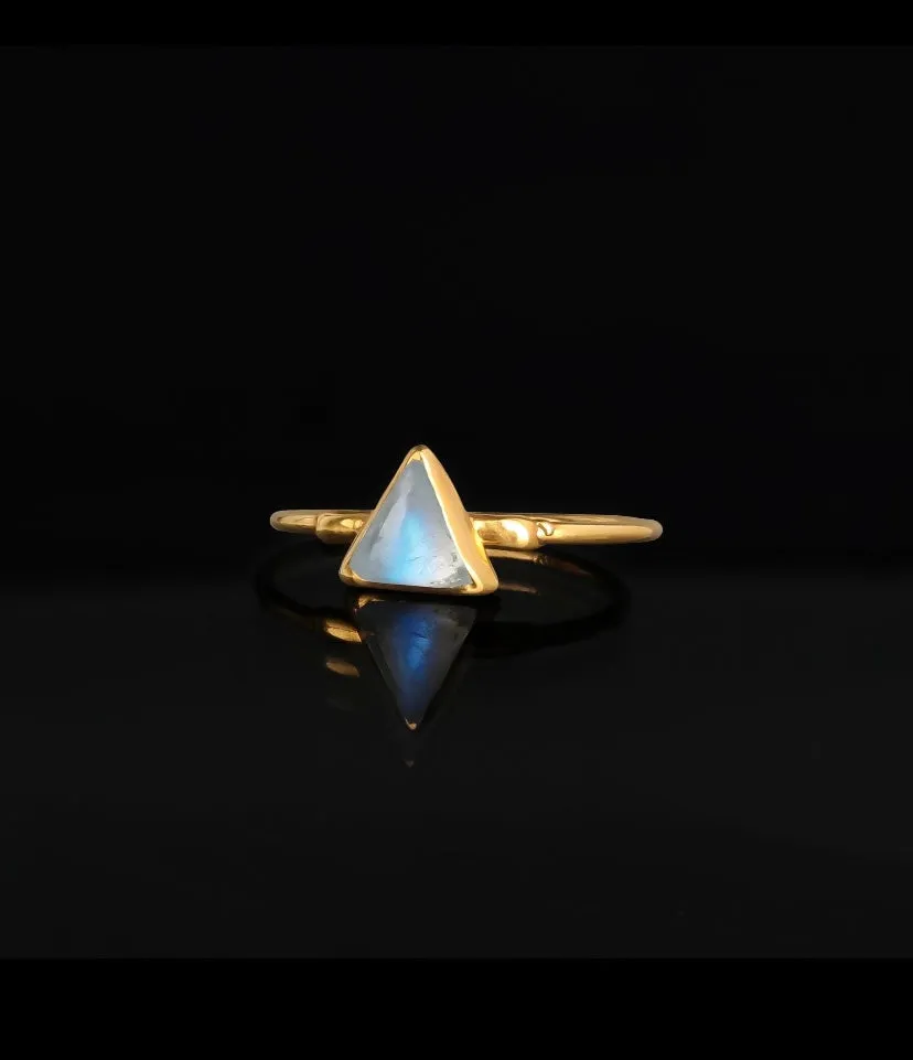 Moonstone Triangle Raw Stone Ring (Size 5, 6)